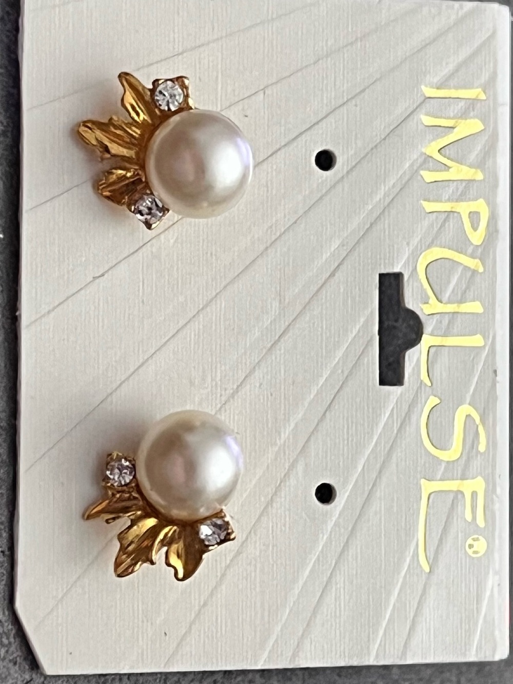 Pulse Gold tone Pearl and Crystal Stud Earrings - White and Gold